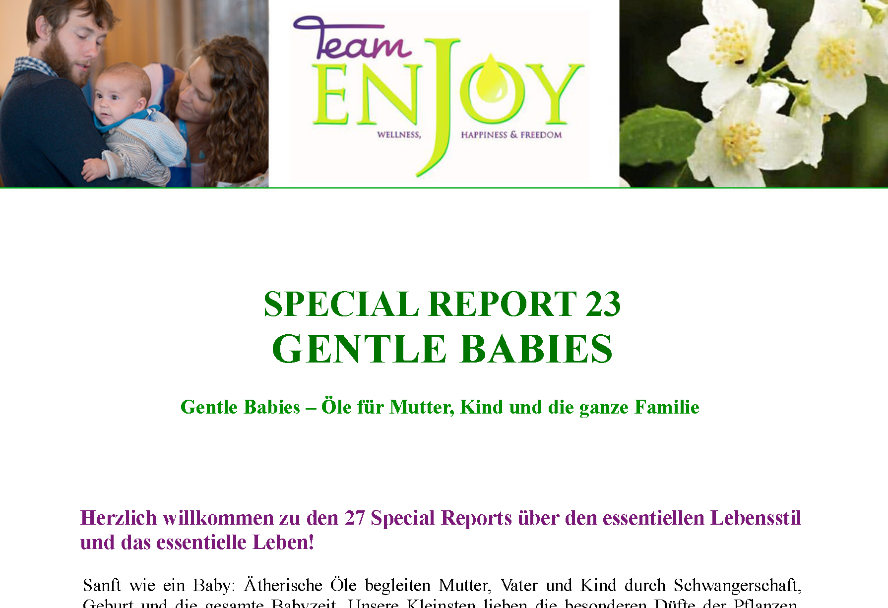 Special Report 23 „Gentle Babies – Öle für Mutter, Kind und die ganze Familie“