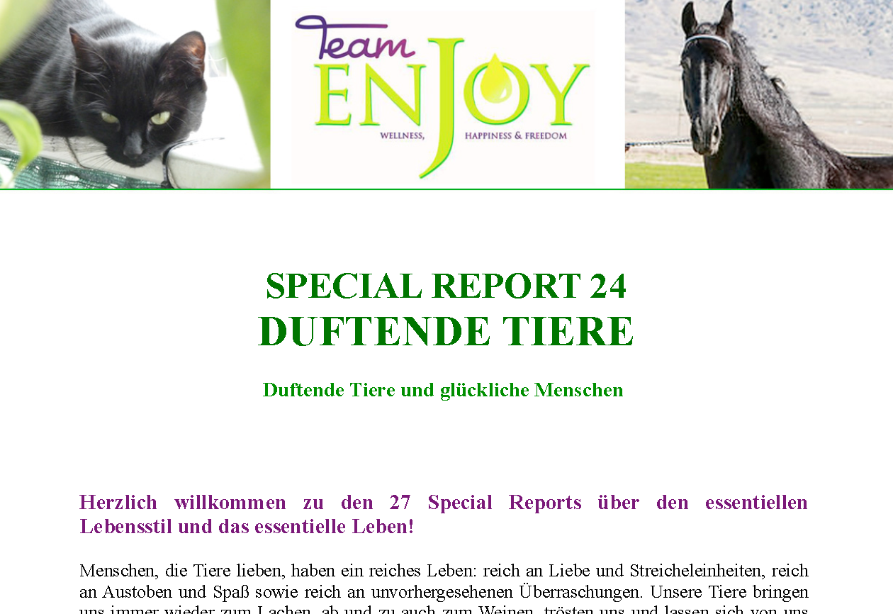 Special Report 24 „Duftende Tiere und glückliche Menschen“